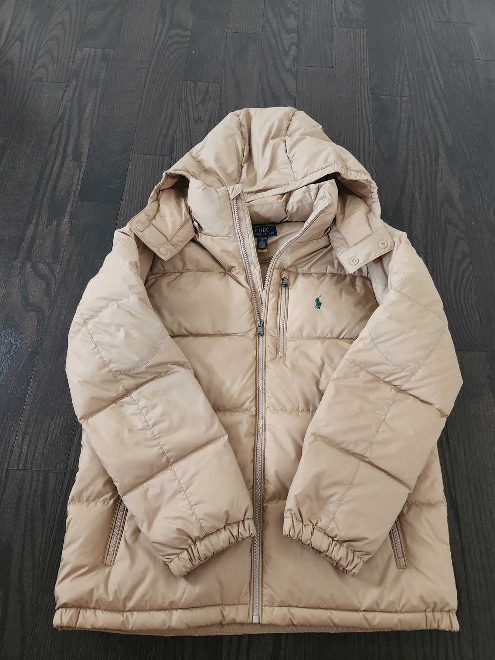 Polo by Ralph Lauren Kids Beige Puffer Jacket with Hood